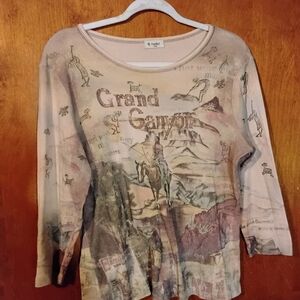 Cactus Grand Canyon Graphic Long Sleeve Tee - Brown